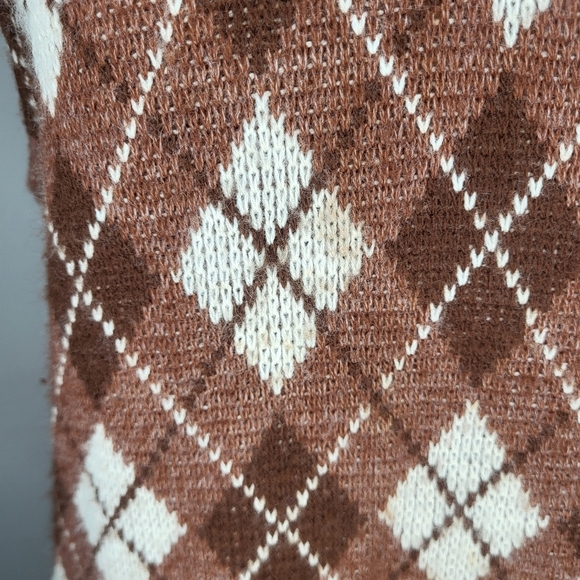 Vintage Grubb Stuff Argyle Brown Tan Sweater Vest Size Large - Picture 2 of 7